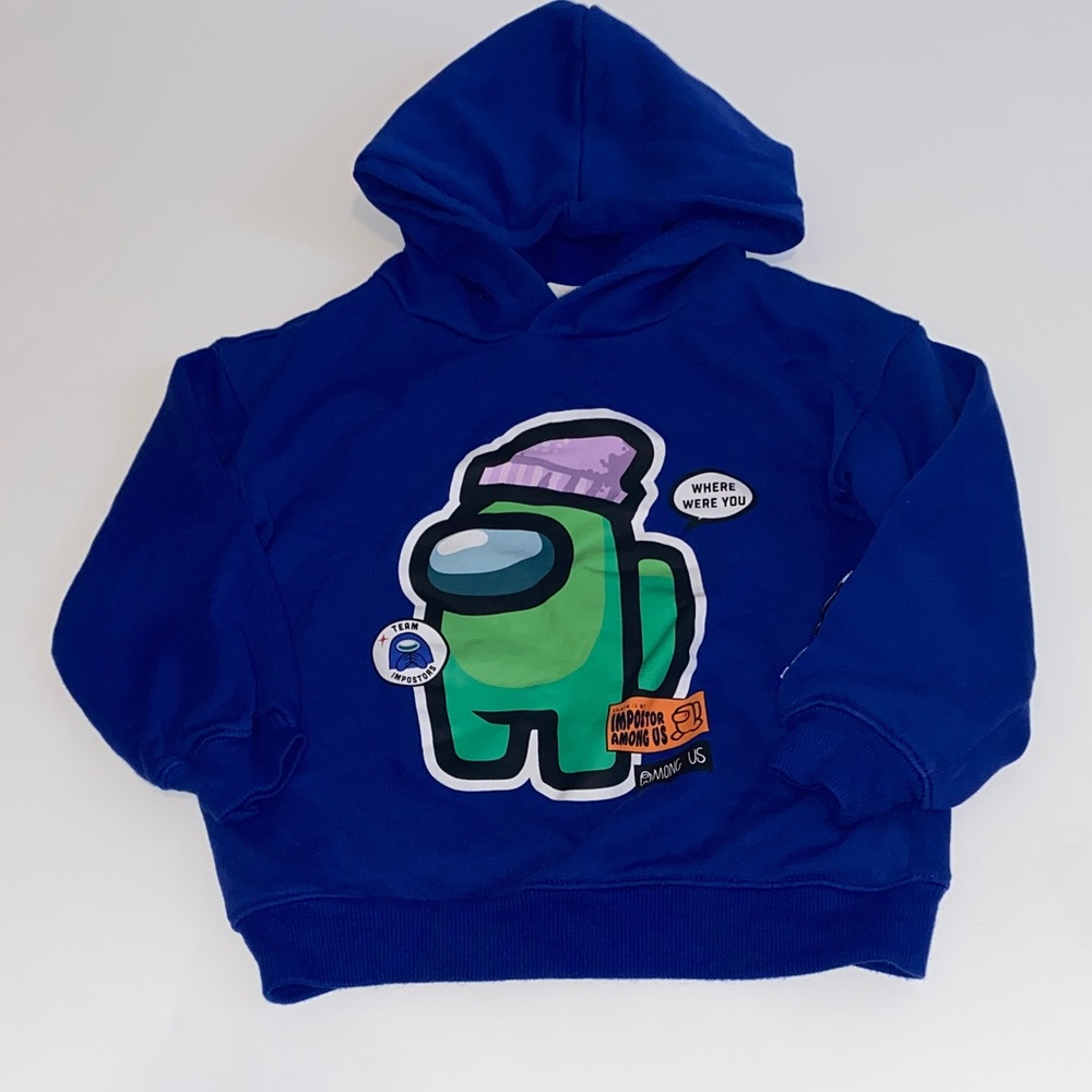 H&M Royal Blue Hoodie with Green Among Us Character Graphic